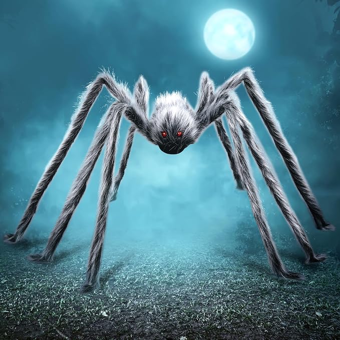 Halloween Outdoor Decorations Giant Spider, 5 Ft Large Spider for Yard Lawn Garden Patio Scary Halloween Outside Decor, Indoor Haunted House Prop and Home Party Decor, Black