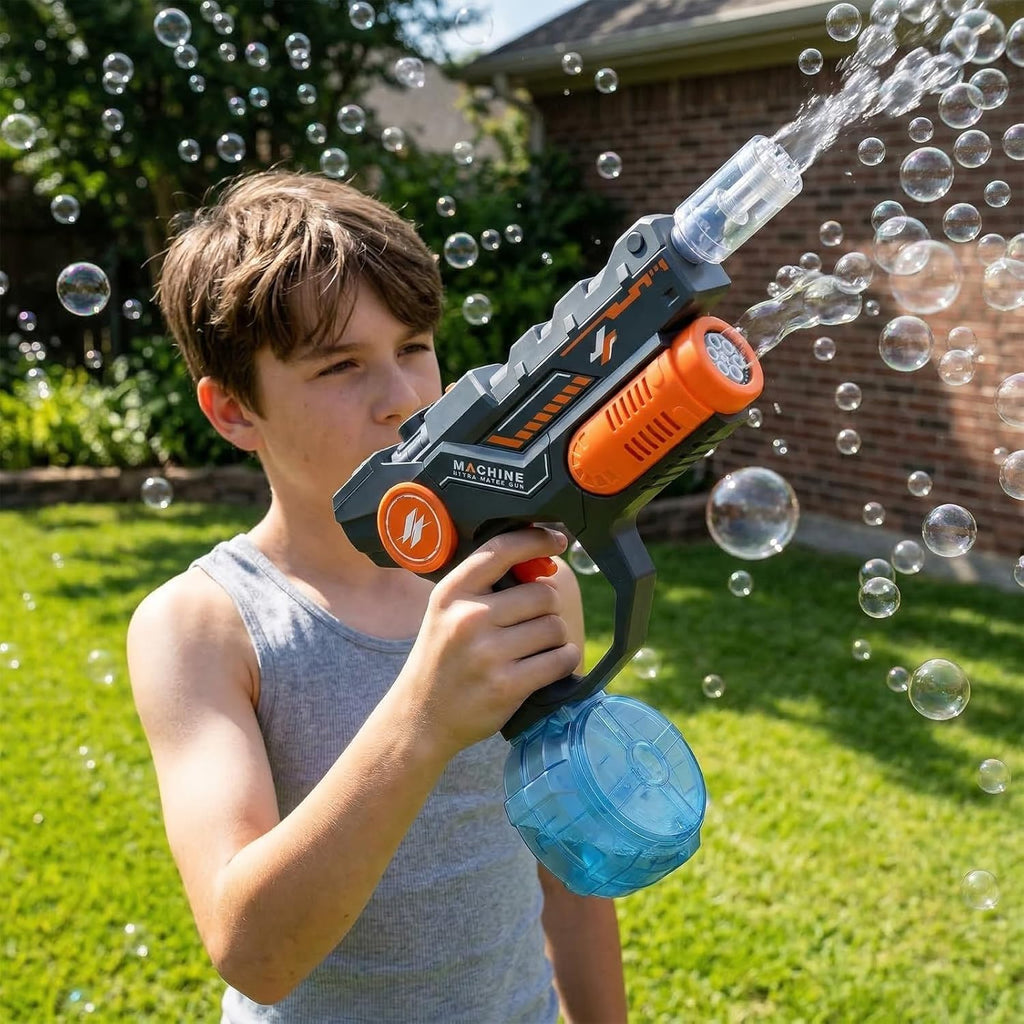 2 in 1 Electric Water Gun & Automatic Bubble Machine for Kids, with LED,Rechargeable Water Squirt Guns,Summer Outdoor Toy for Pool Beach Party, Gift for Boys Girls Ages 3-8