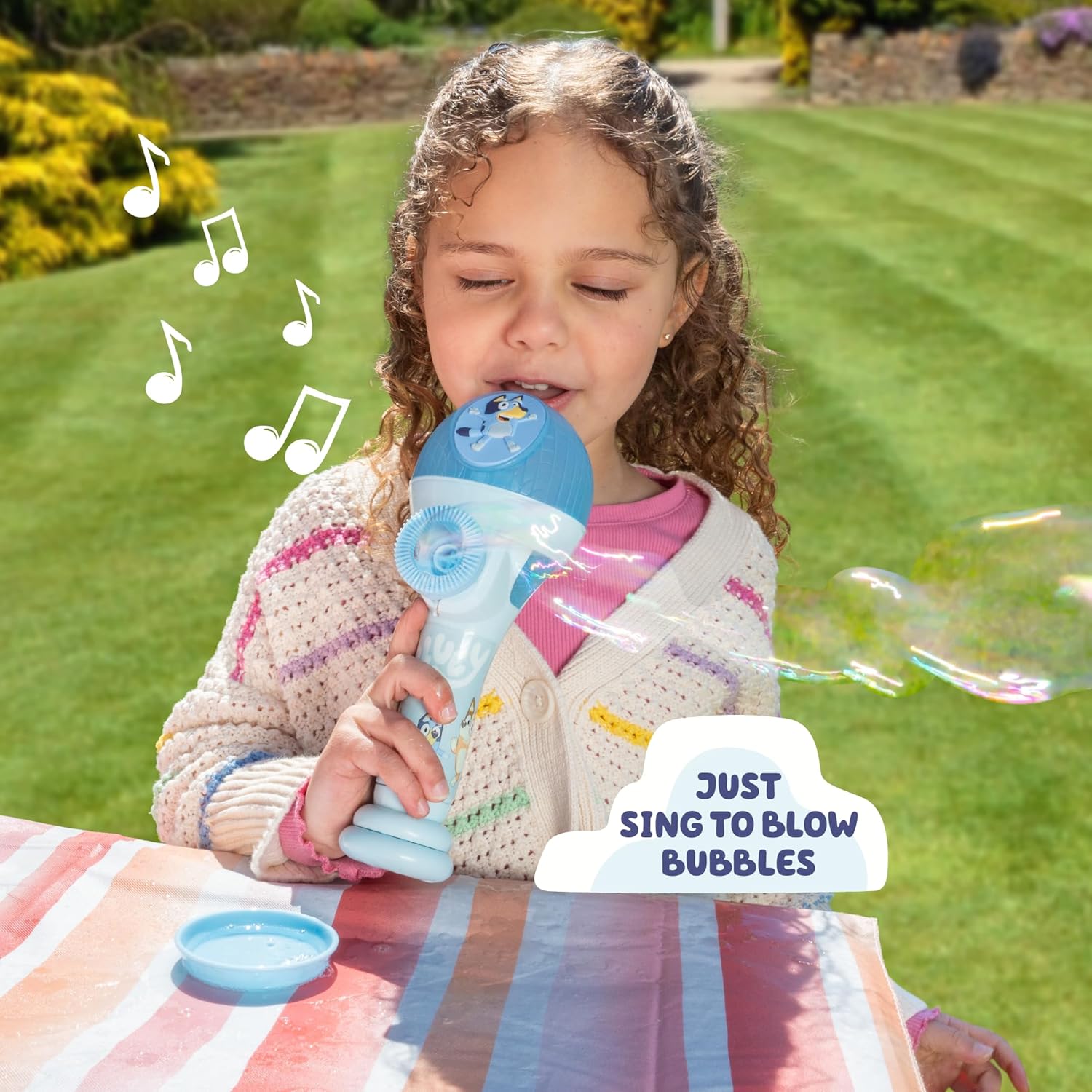 Dance Mode Bubble Machine and Toy Microphone | Bluey Toy for Baby, Toddlers and Kids | Includes Bubble Solution