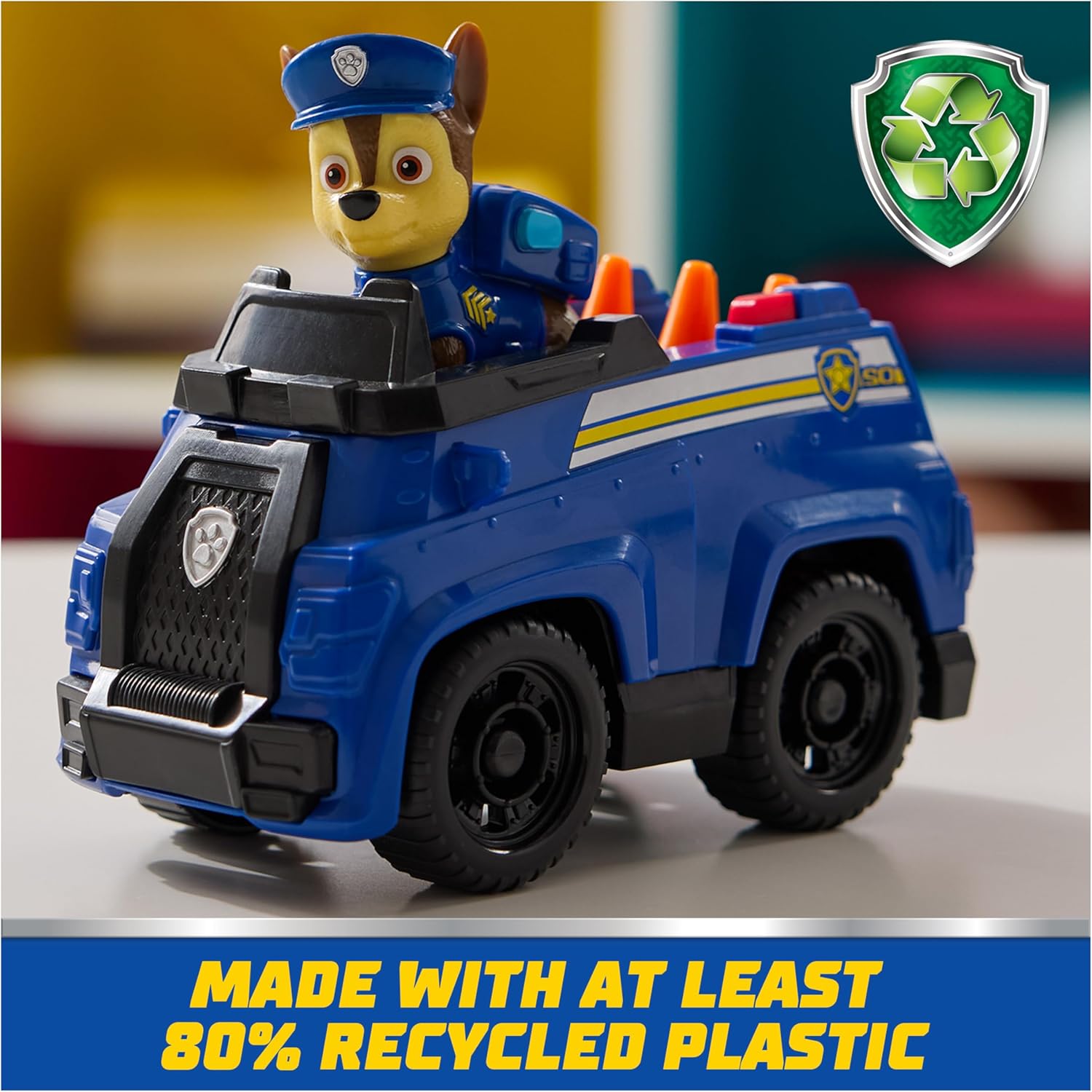 Chase’s Patrol Cruiser, Toy Car with Collectible Action Figure, Sustainably Minded Kids Toys for Boys & Girls Ages 3 and Up