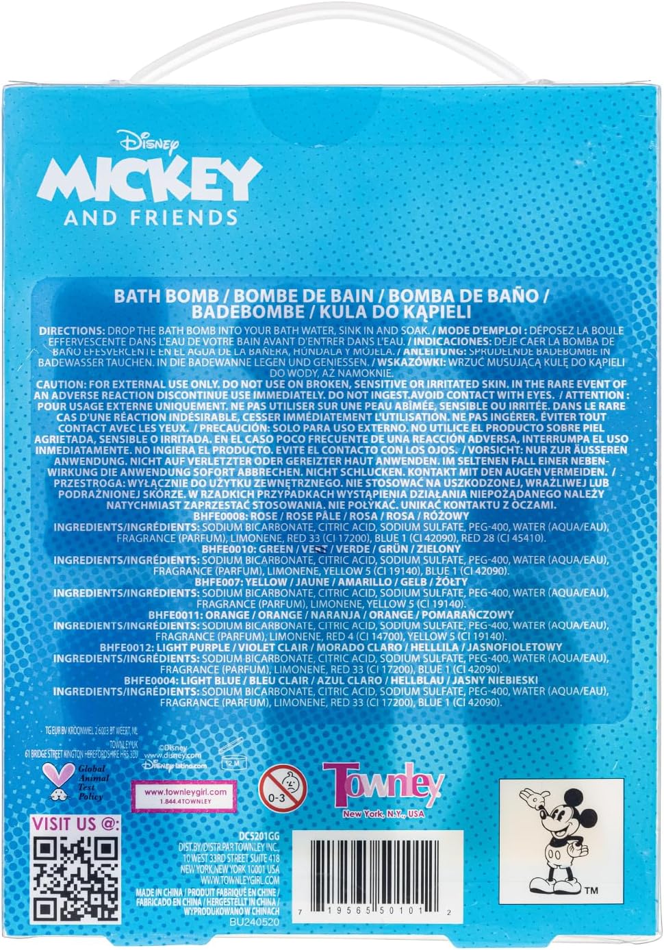 Mickey Minnie and Friends Bubblegum Scented Bath Bombs - Ages 3+ Character Molded Bath Bombs – Fun & Bright Colors by Townley Girl