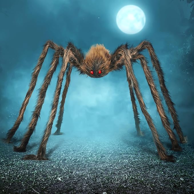 Halloween Outdoor Decorations Giant Spider, 5 Ft Large Spider for Yard Lawn Garden Patio Scary Halloween Outside Decor, Indoor Haunted House Prop and Home Party Decor, Black