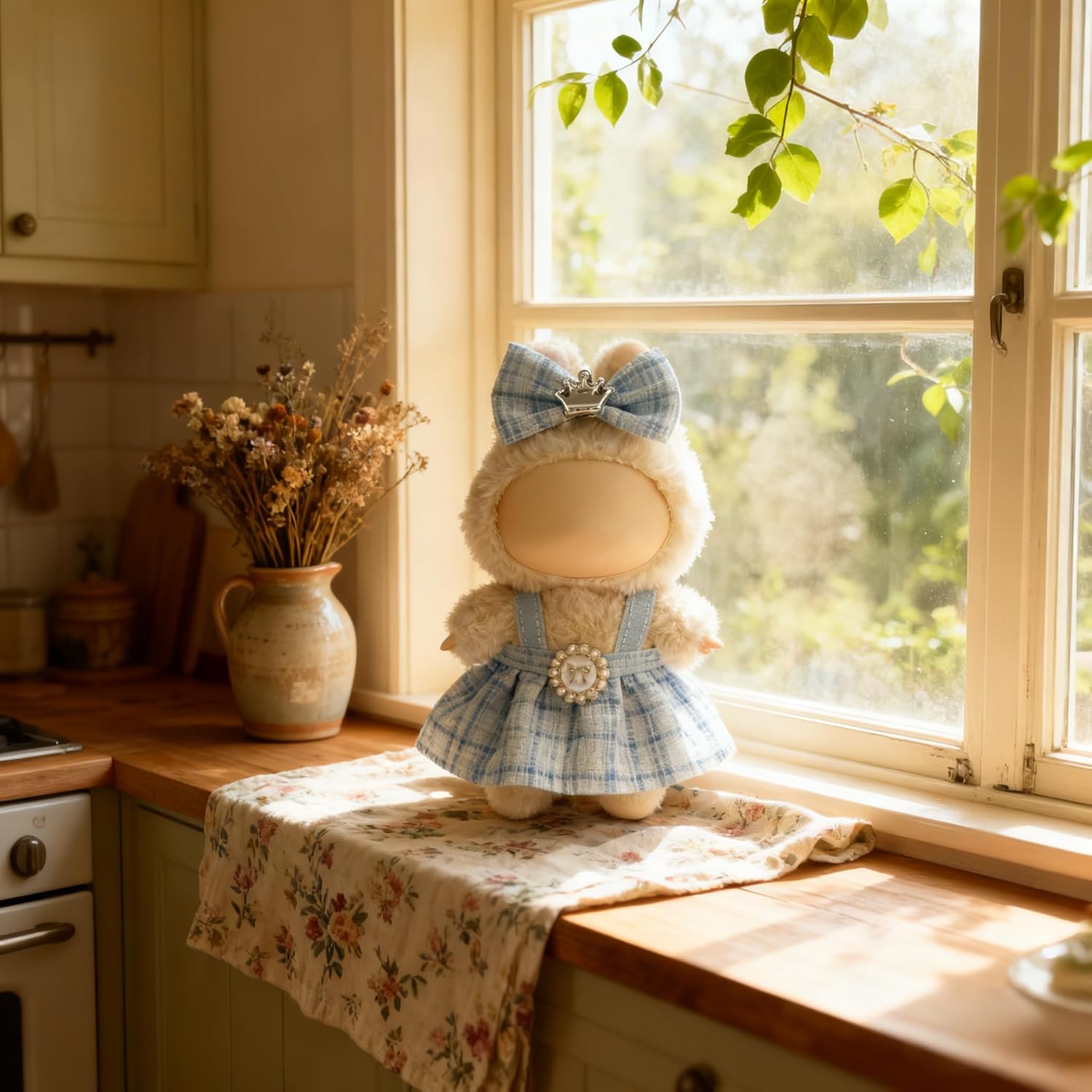 Clothes for LABUBU 17cm Doll (NO Doll), Outfit for LABUBU, Dress and Hairpin Set for LABUBU Dress Up, Fashion and Premium Dolls Accessories for LABUBU