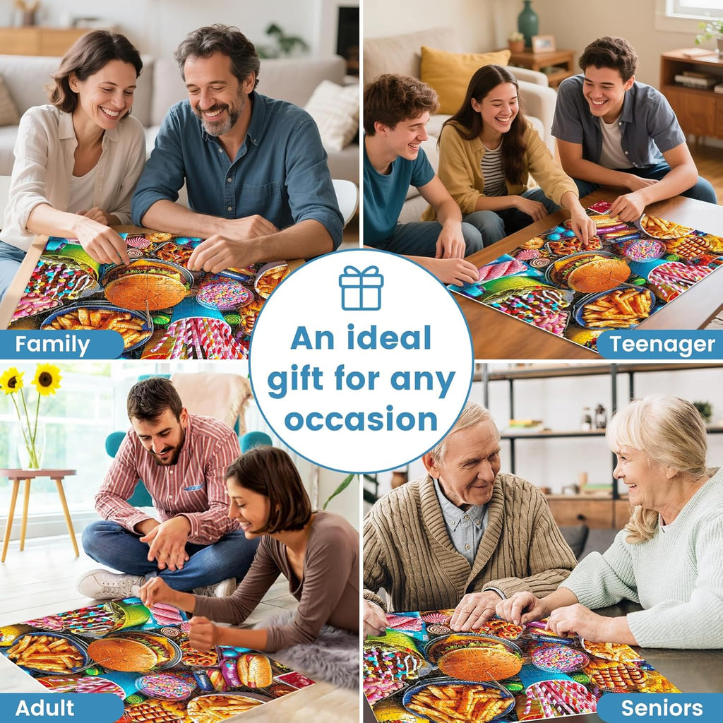 500 Piece Puzzle for Adults, Hamburger Jigsaw Puzzles, Youths Favorite Foods Puzzles 500 Pieces, Birthday and Barious Holiday Party for Family Adult, Funny Puzzle for Adults, 20.5x15 in