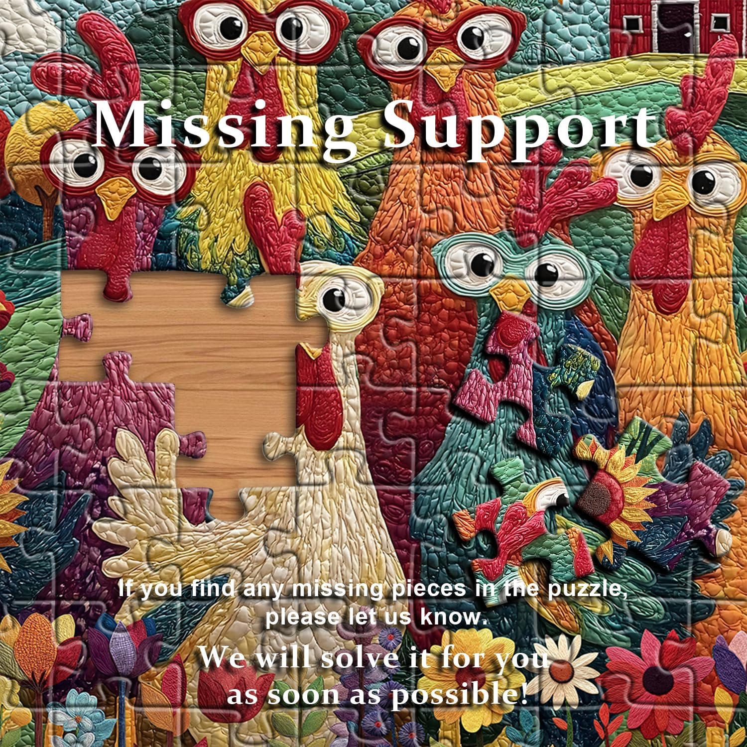 Chicken Puzzles for Adults 1000 Piece, PICKFORU Funny Chicken Jigsaw Puzzle, Garden Farm Flower Animal Rooster Themed, Patchwork Art Challenge Puzzle