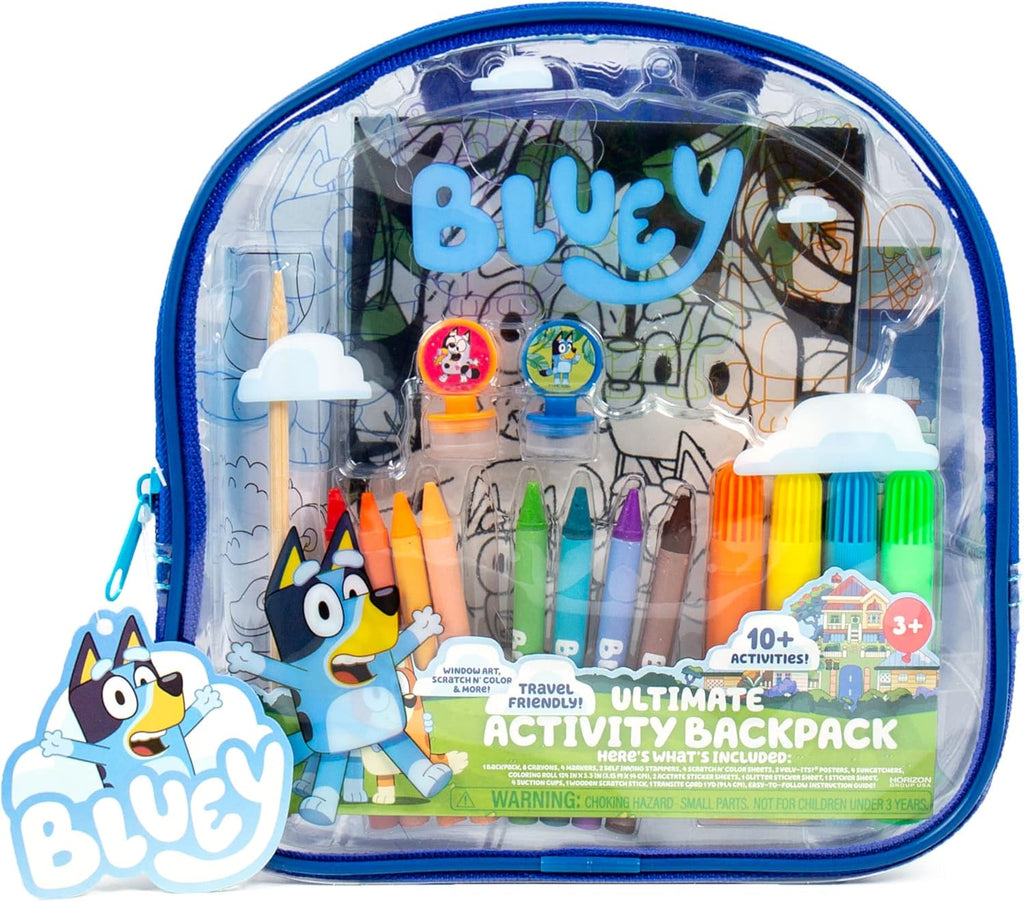 Ultimate Activity Backpack, 10+ Activities, Includes Backpack with 4 Sticker Suncatchers with 4 Suction Cups, 4 Surprise Scratch Arts, 2 Velv-its Posters, 1 Coloring Roll, 4 Markers, Kid Gifts