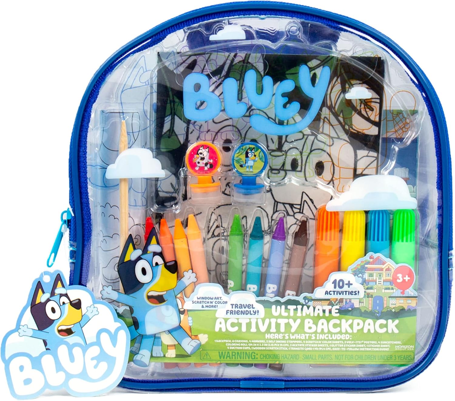 Ultimate Activity Backpack, 10+ Activities, Includes Backpack with 4 Sticker Suncatchers with 4 Suction Cups, 4 Surprise Scratch Arts, 2 Velv-its Posters, 1 Coloring Roll, 4 Markers, Kid Gifts