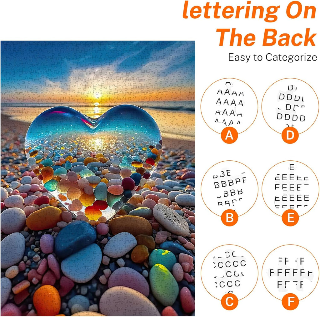 Puzzles for Adults 1000 Pieces, Love Pebbles Beach Puzzle, Impossible Difficult Hard Fun 1000 Piece Jigsaw Puzzles for Adults