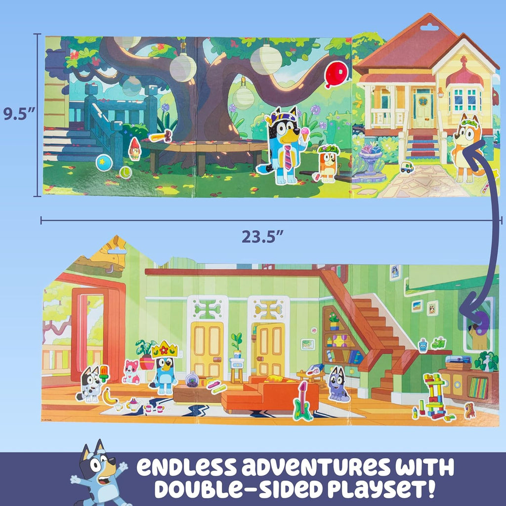 Bluey Sticker Playset, 2 Sticker Play Scenes, 35+ Reusable Puffy Bluey Repositionable Stickers for Kids, Perfect for Travel, Screen-Free Fun