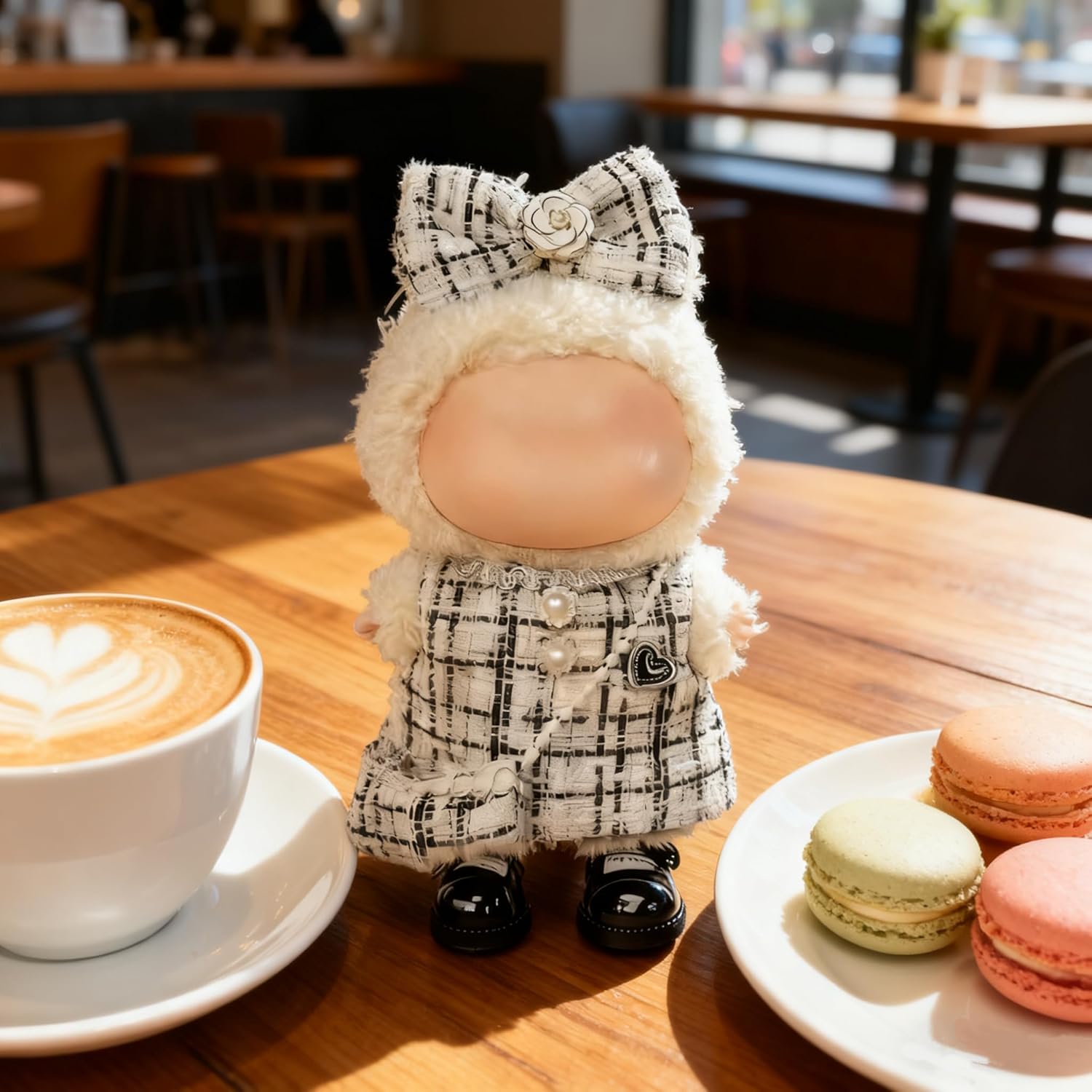 Clothes for LABUBU 17cm Doll (NO Doll)（NO Shoes, Outfit for LABUBU, Dress + Hairpin + Mini Bag Set for LABUBU Dress Up, Fashion and Premium Dolls Accessories for LABUBU