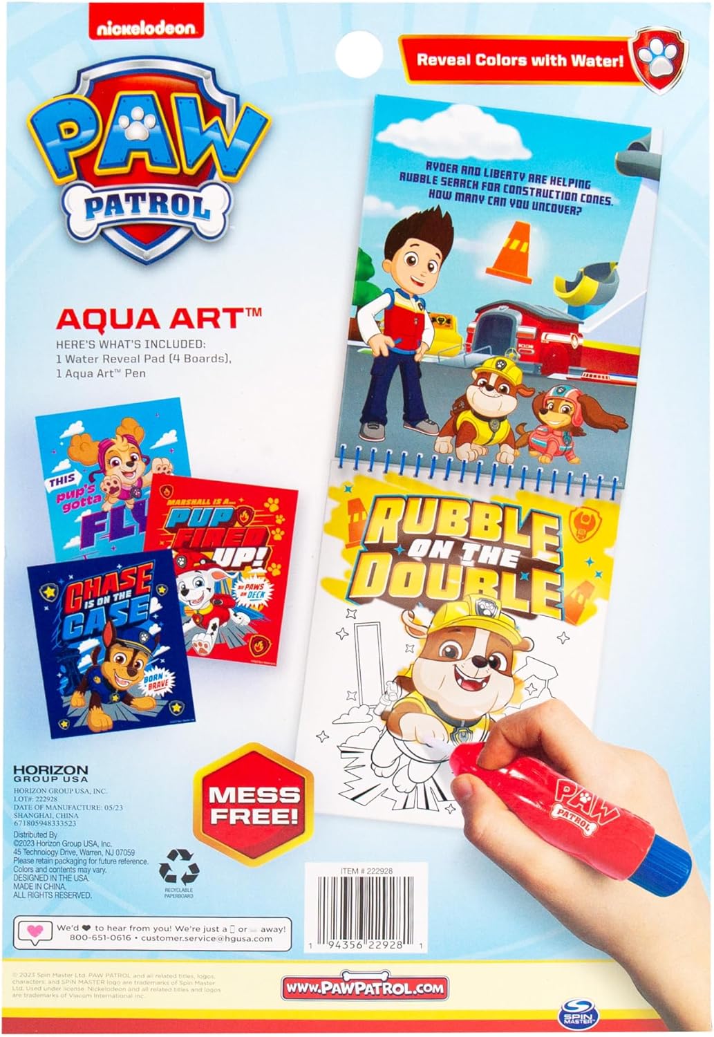 Aqua Art, Color 4 Reusable Aqua Art Pages with a Water Pen, Reusable No-Mess Toddler Activities, Water Reveal Activity Book, Paw Patrol Toy, Toddler Travel Activities, Kids Travel Toys