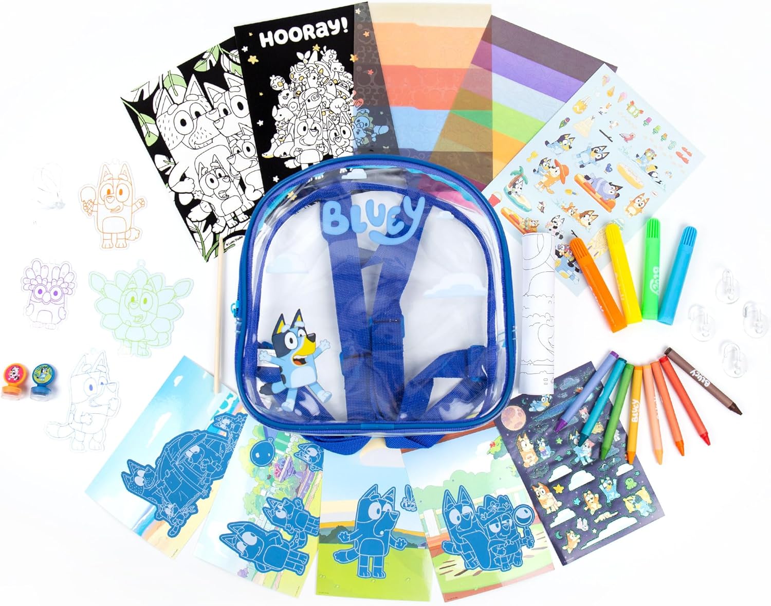 Ultimate Activity Backpack, 10+ Activities, Includes Backpack with 4 Sticker Suncatchers with 4 Suction Cups, 4 Surprise Scratch Arts, 2 Velv-its Posters, 1 Coloring Roll, 4 Markers, Kid Gifts