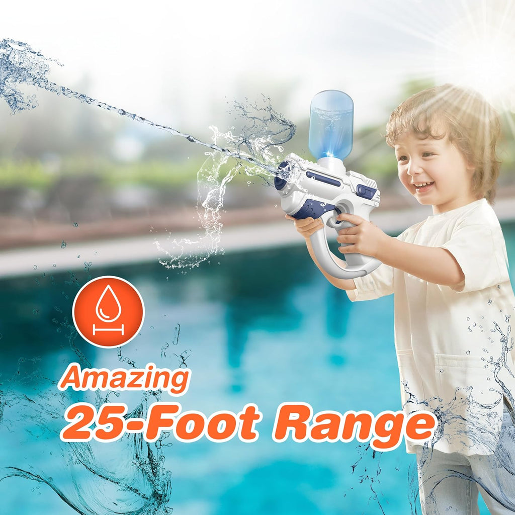 Light-Up Electric Water Gun 2 Pack for Kids with LED Lights, Long Range Water Blasters, 7oz Easy Fill Tank, 200+ Blasts Per Refill, Shoots Up to 25FT, Squirt Gun for Outdoor Park and Pool Fun