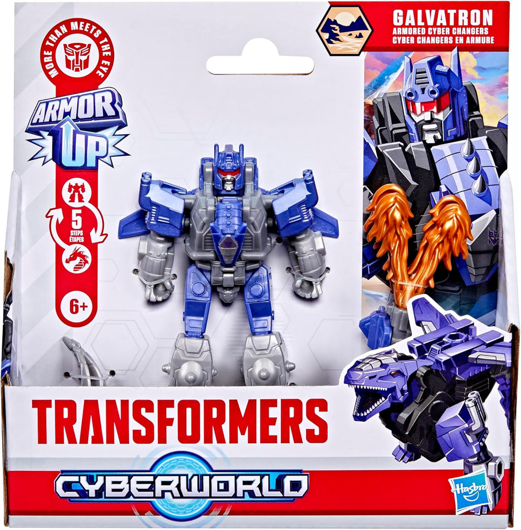 CYBERWORLD Galvatron Armored Cyber Changers 4-Inch Action Figure, Quick Change to Dragon Mode, Robot Toys for Boys and Girls 6 and Up