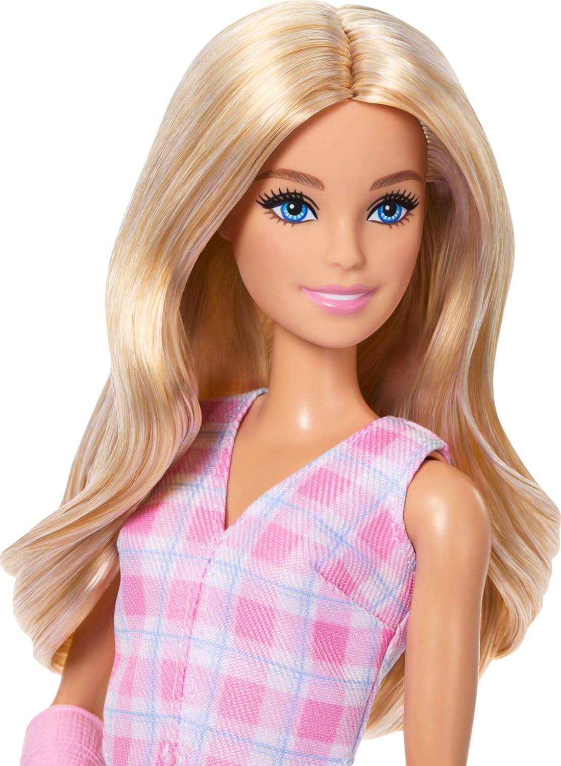 Fashionistas Doll #243 with Blonde Hair and Pink Arm Cast Accessory, Wearing Plaid Top and Skirt with Pink Loafers