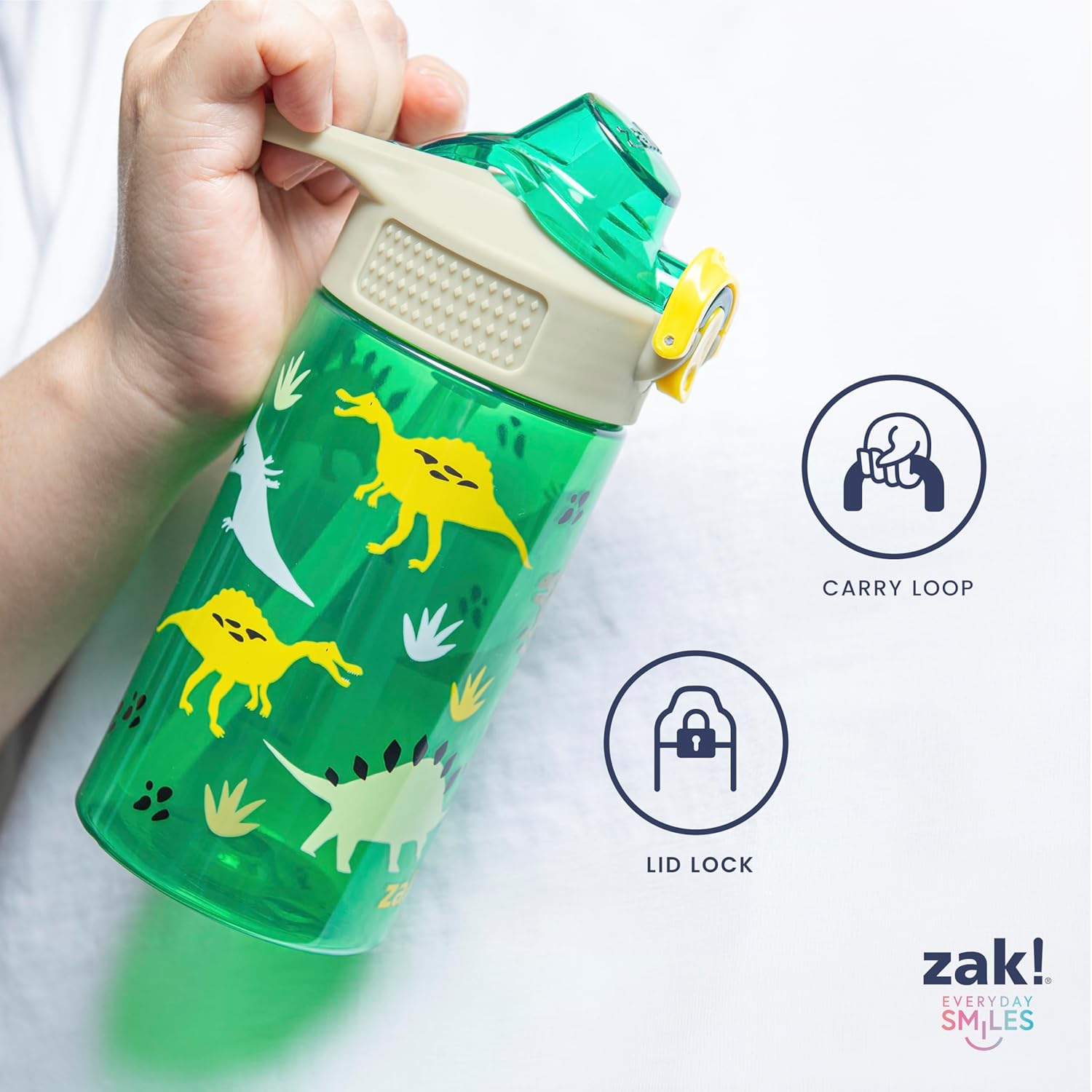 Minecraft Kids Water Bottle For School or Travel, 16oz Durable Plastic Water Bottle With Straw, Handle, and Leak-Proof, Pop-Up Spout Cover