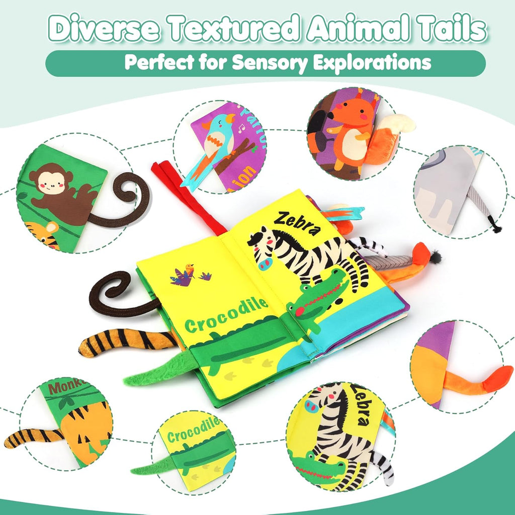 Books Toys, Touch and Feel Crinkle Cloth Book for Infant Baby 0-3-6-12-18 Months, Early Development Interactive Stroller Soft Toys, Newborn Gifts for Boys Girls