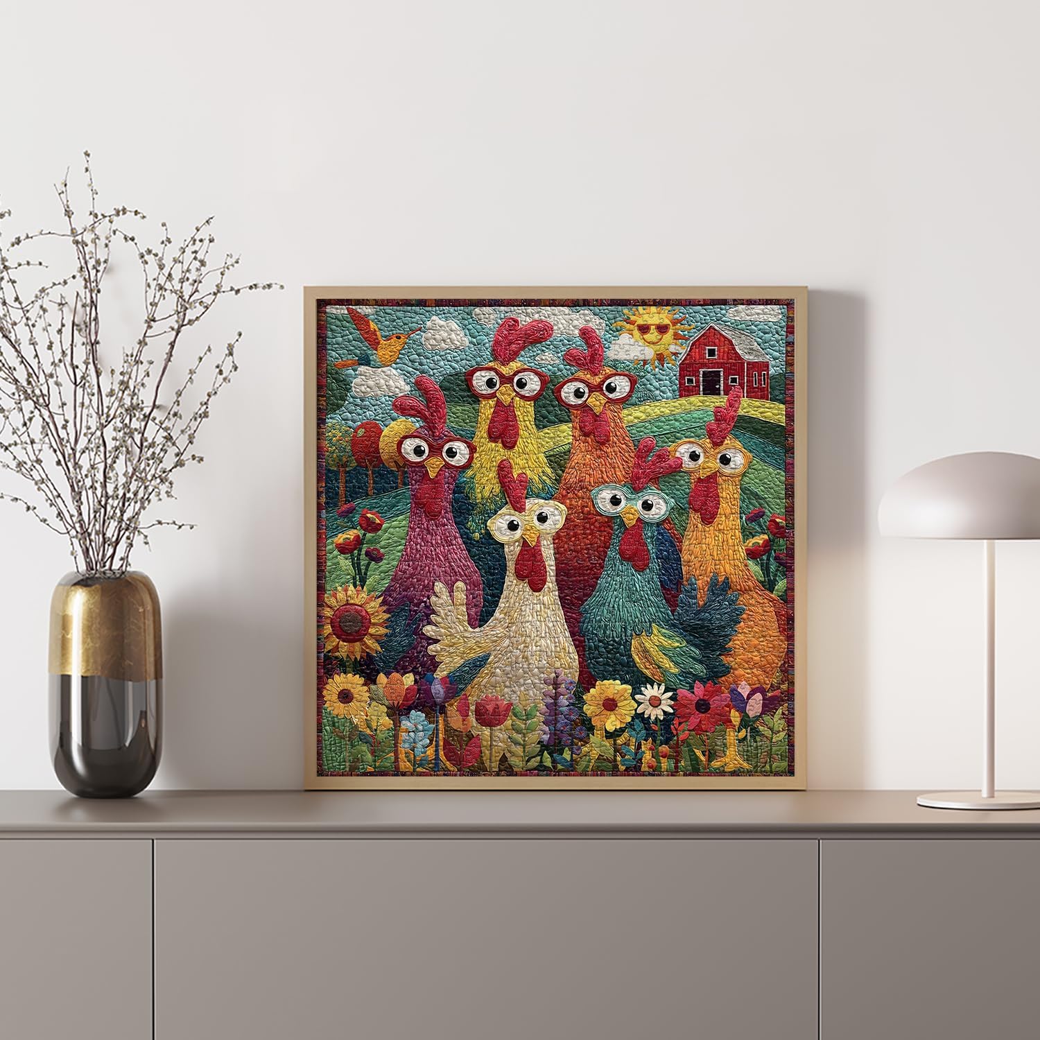 Chicken Puzzles for Adults 1000 Piece, PICKFORU Funny Chicken Jigsaw Puzzle, Garden Farm Flower Animal Rooster Themed, Patchwork Art Challenge Puzzle