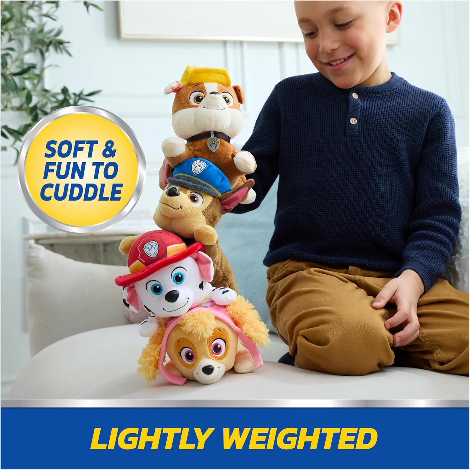 Rubble Plush, Official Lounging Rubble Plush Toy, Weighted Stuffed Animal, Sensory Toy for Ages 1 and Up, 8”