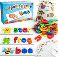 Alphabet ABC Learning Educational Toys for 3 4 5 Years Old Boys Girls, Wooden Puzzle Flash Cards Preschool Activity Letter Matching Games for Kids Toddlers