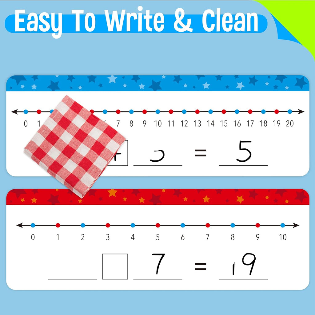 15 PCS Number Line Dry Erase Boards, Double Sided Writable and Erasable Board-0-10 on One Side & 0-20 on Other Side Math White Board for Kids, Students, Classroom and Home