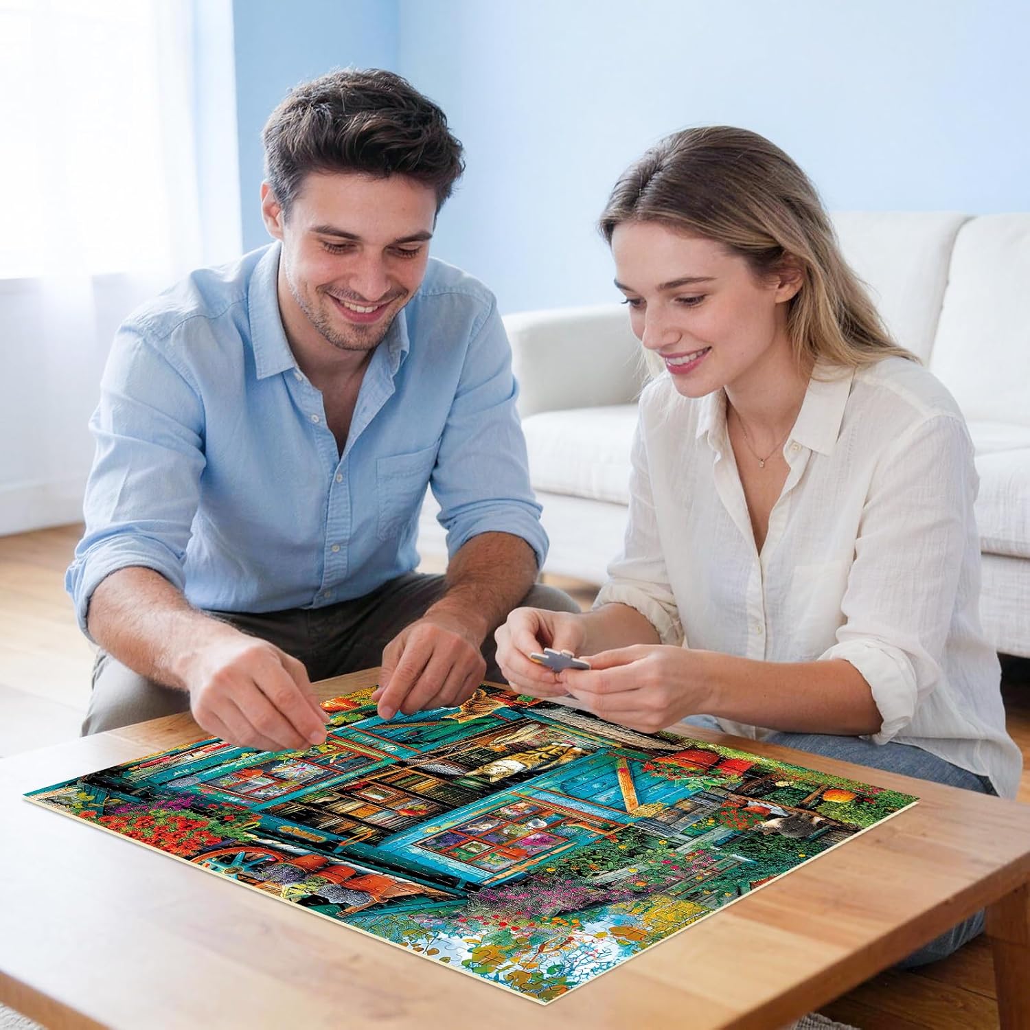 Puzzles for Adults 500 Pieces Jigsaw Puzzle Pig Dog Puzzles for Adults Teens Colorful Animals Puzzle Challenging Puzzle Family Games Precision-Cut Vibrant Imagery, 20.5 x 15 in