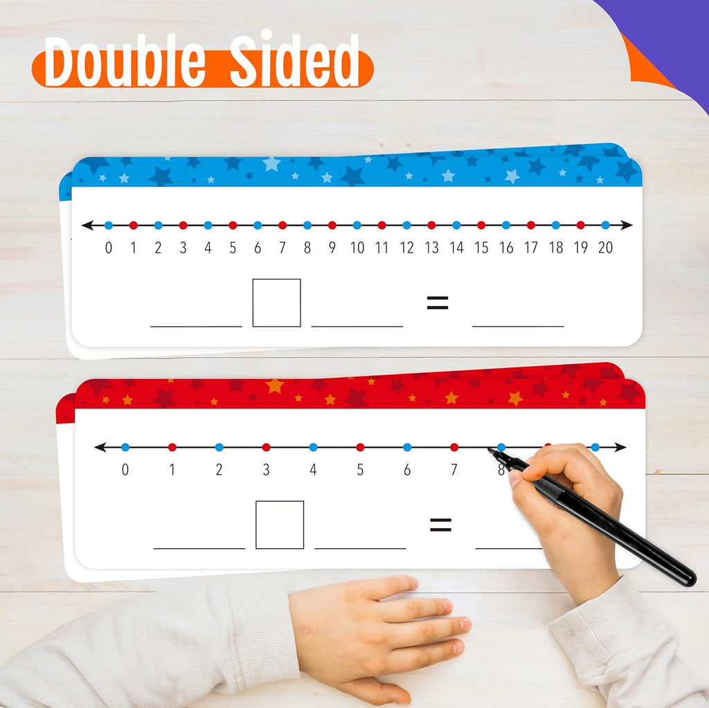 15 PCS Number Line Dry Erase Boards, Double Sided Writable and Erasable Board-0-10 on One Side & 0-20 on Other Side Math White Board for Kids, Students, Classroom and Home