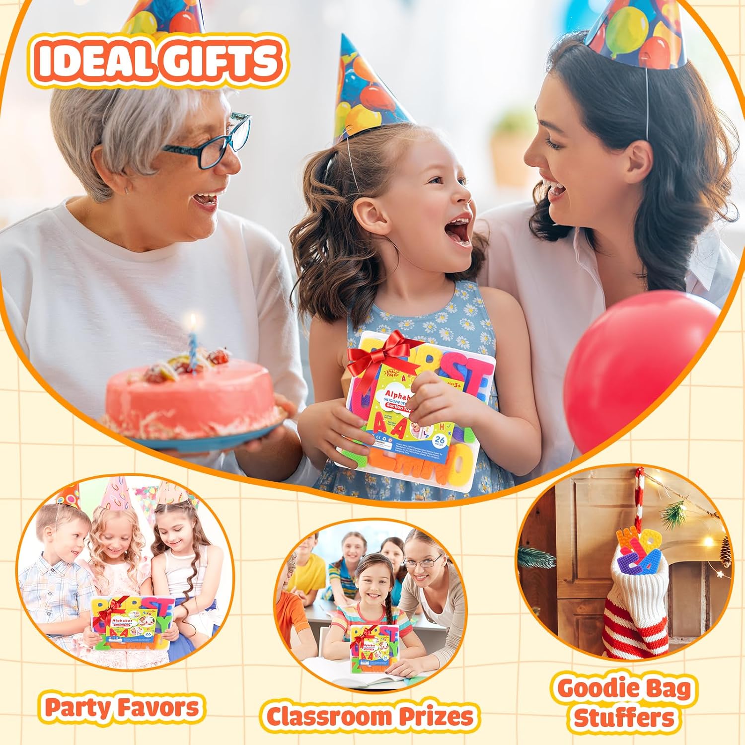 Alphabet Sensory Toys for Kids Toddler: Textured Fidget Toys with Sucion Cup - ABC Educational Toy Preschool Learning Activity - Fidget for Classroom Autistic - Stocking Stuffers