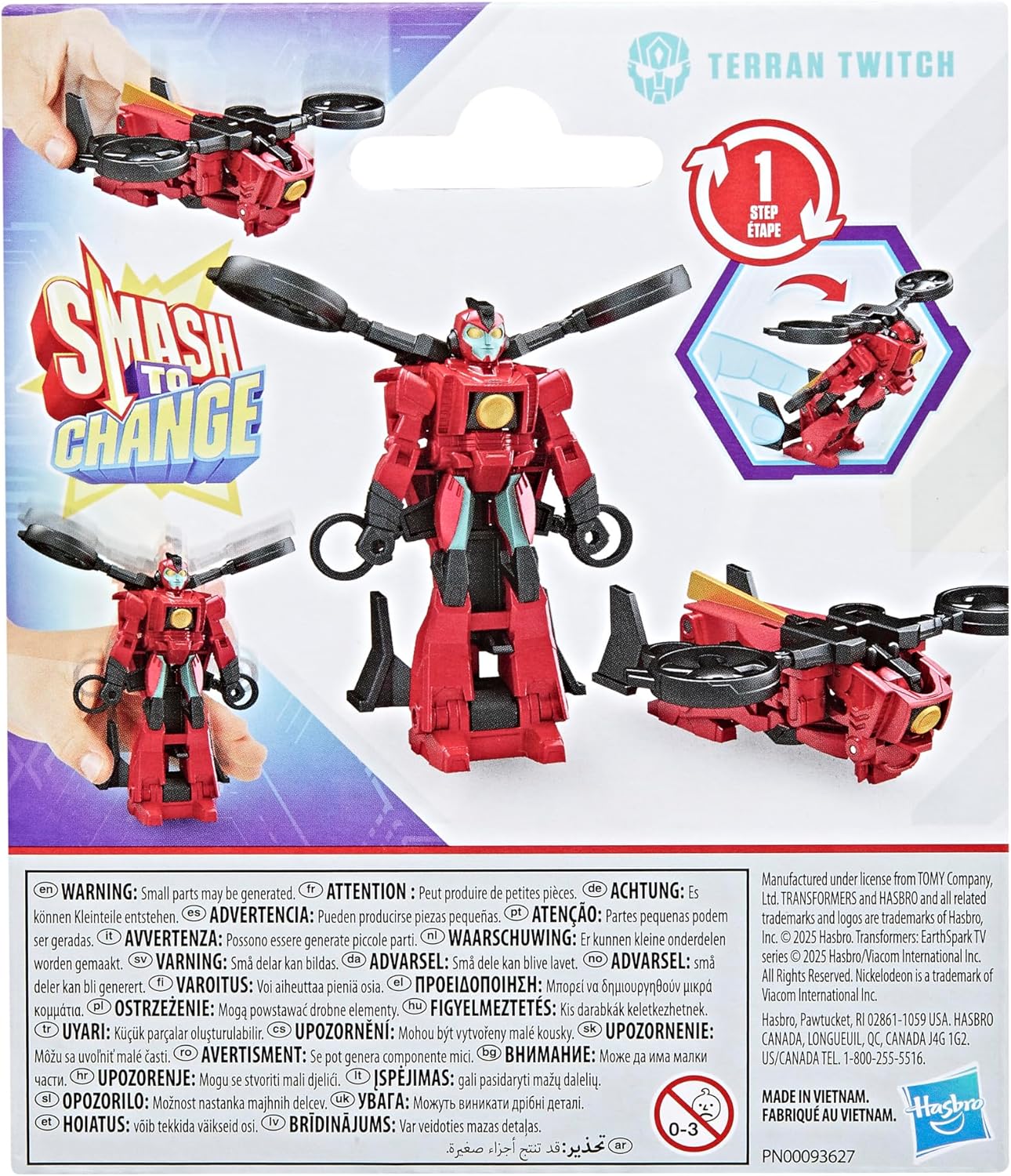 Transformers EarthSpark 1-Step Smash Changers Terran Twitch 4-Inch Action Figure, Robot Toys for Boys and Girls 6 and Up