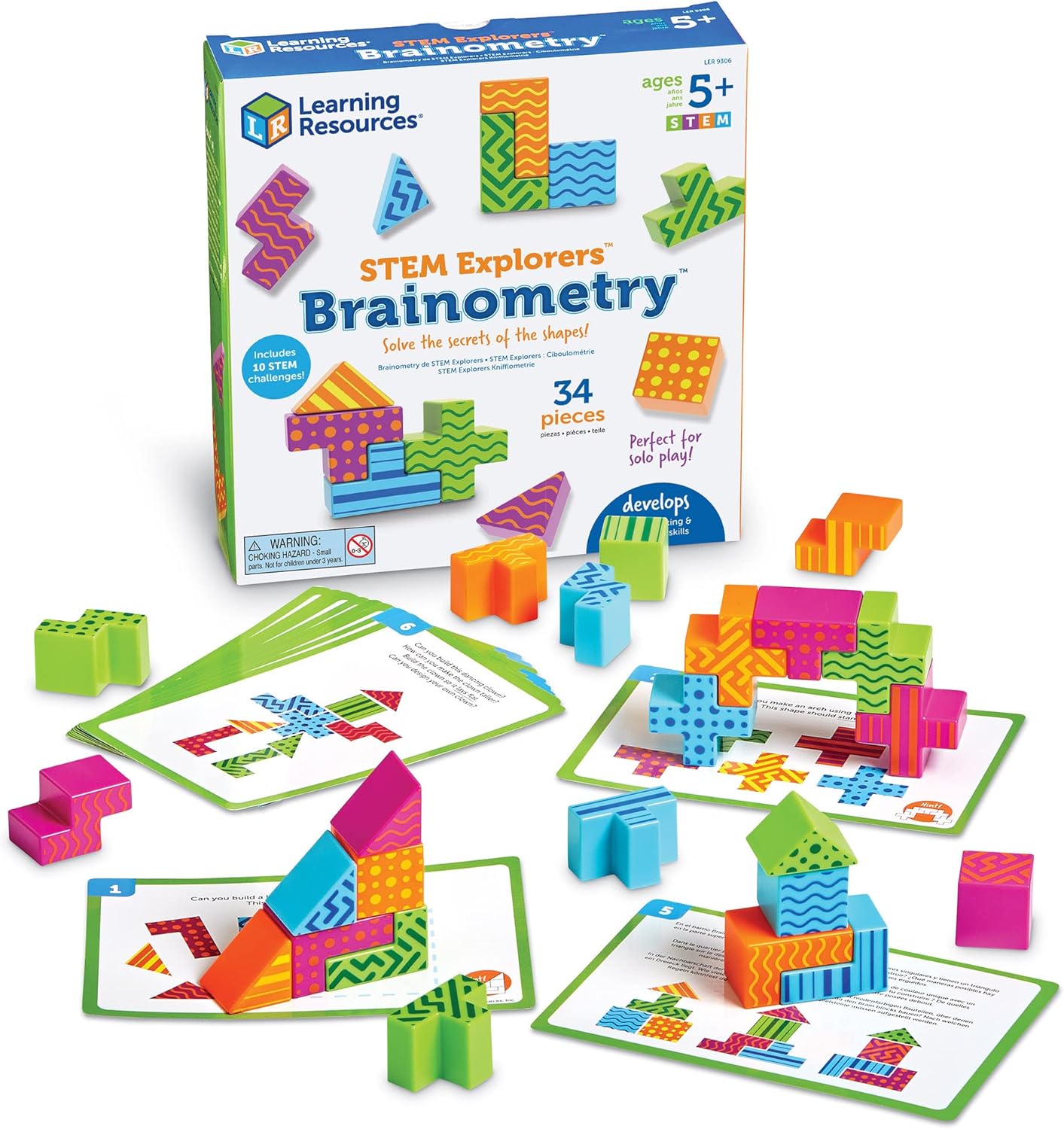 Explorers Brainometry - 3d Puzzle, Brain Games, Brainteaser, Building Logic Toys, Gifts For Boys and Girls, Fine Motor Skills , Pattern Blocks, Math Manipulatives