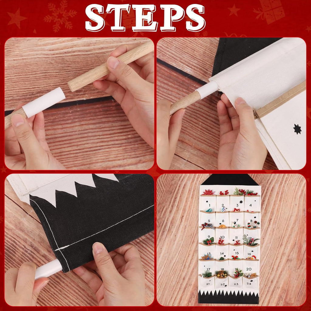 Christmas Advent Calendar, Reusable Hanging Christmas Countdown Calendar with 24 Pockets for 2025 Xmas Home Decoration