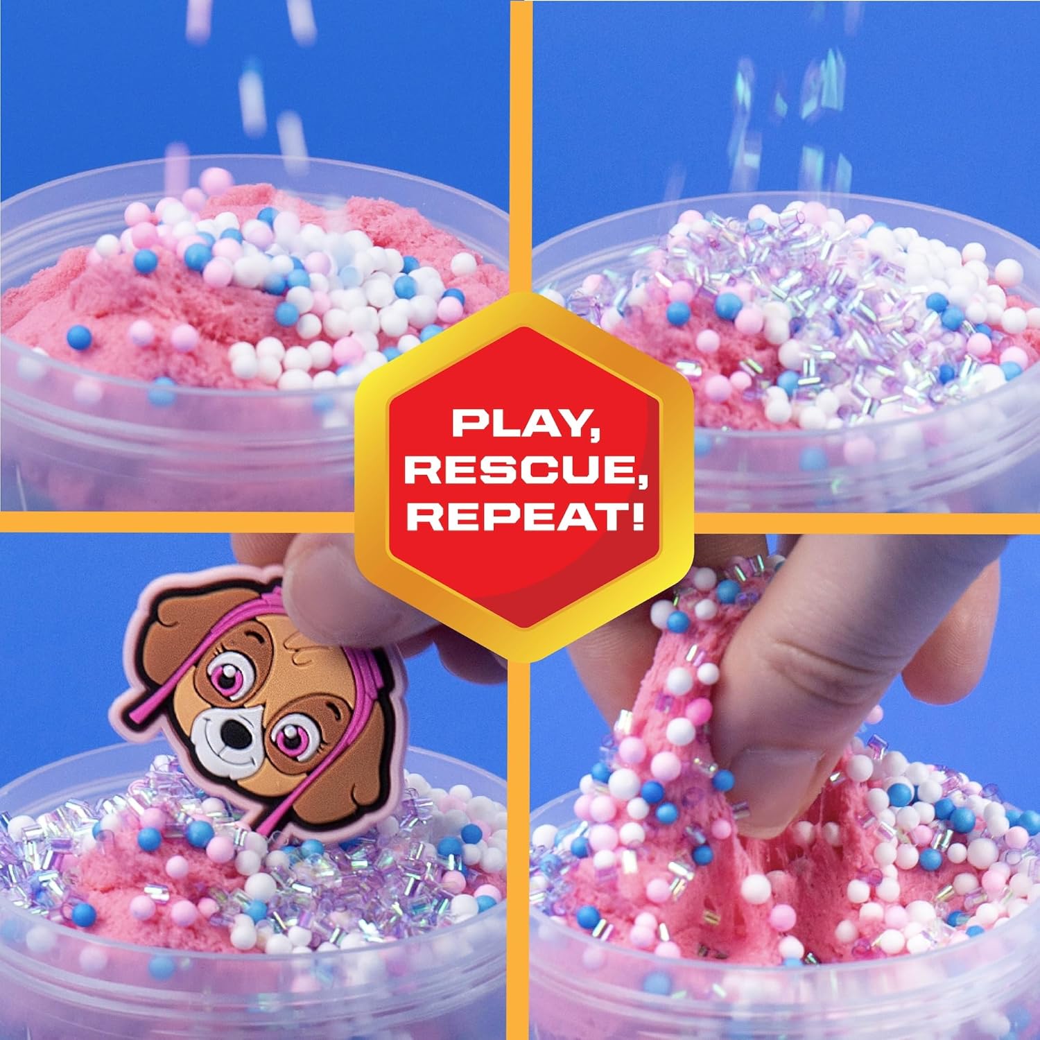 Paw Patrol SLIMYGLOOP Mix'Ems Bubblegum Cloud Slime, 2.5 oz With Fun Mix-Ins, Rubber Skye Charm, Toys for 3 Year Old Boys, Fidget Toy, Super Soft Non-Sticky Stress Relief Toy