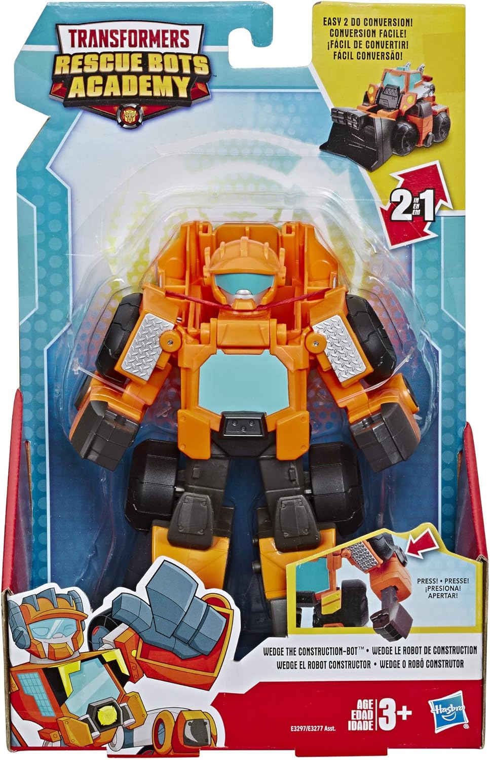 Transformers Playskool Heroes Rescue Bots Academy Wedge The Construction-Bot Converting Toy Robot, 6-Inch Collectible Action Figure for Kids Ages 3 and Up (Amazon Exclusive)