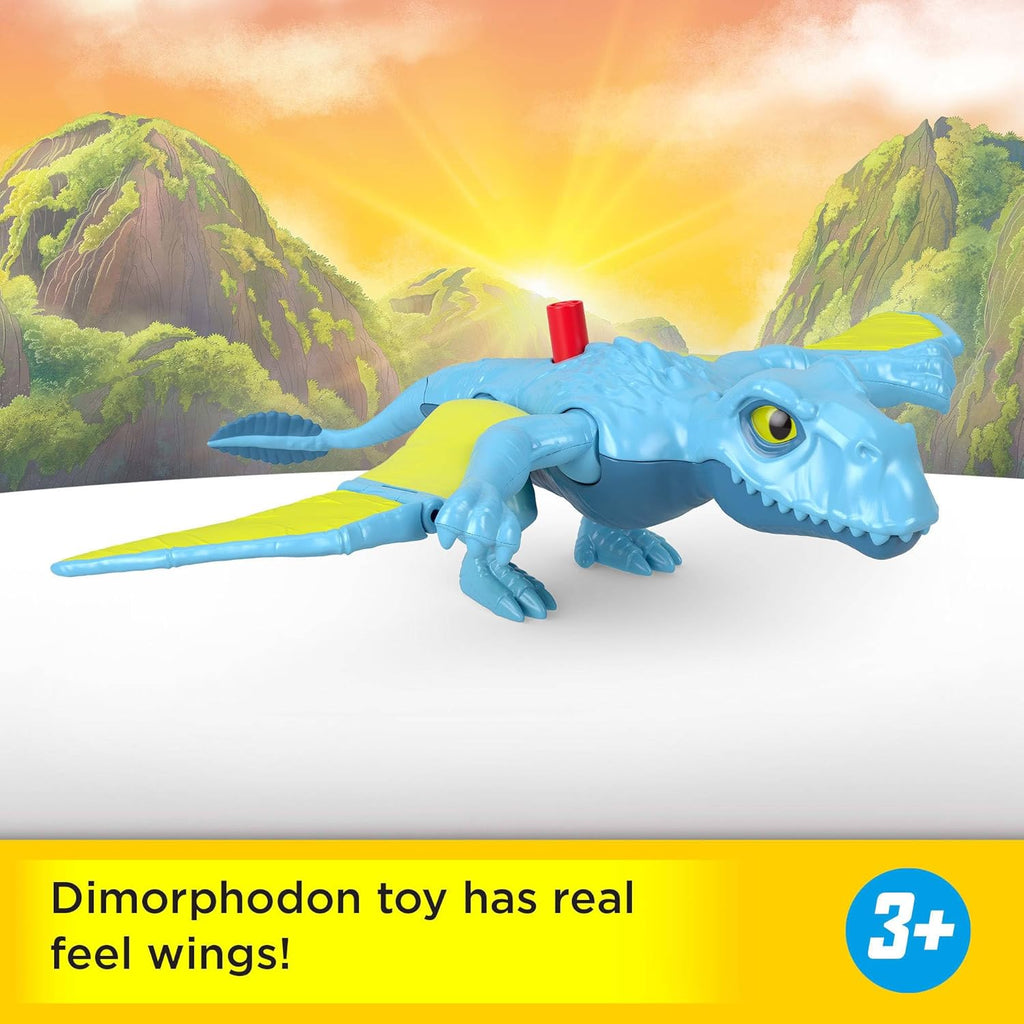 Imaginext Jurassic World Dinosaur Action Figure with Kid-Activated Wing Motion, Approx 7.5-inch Dimorphodon Dino Toy