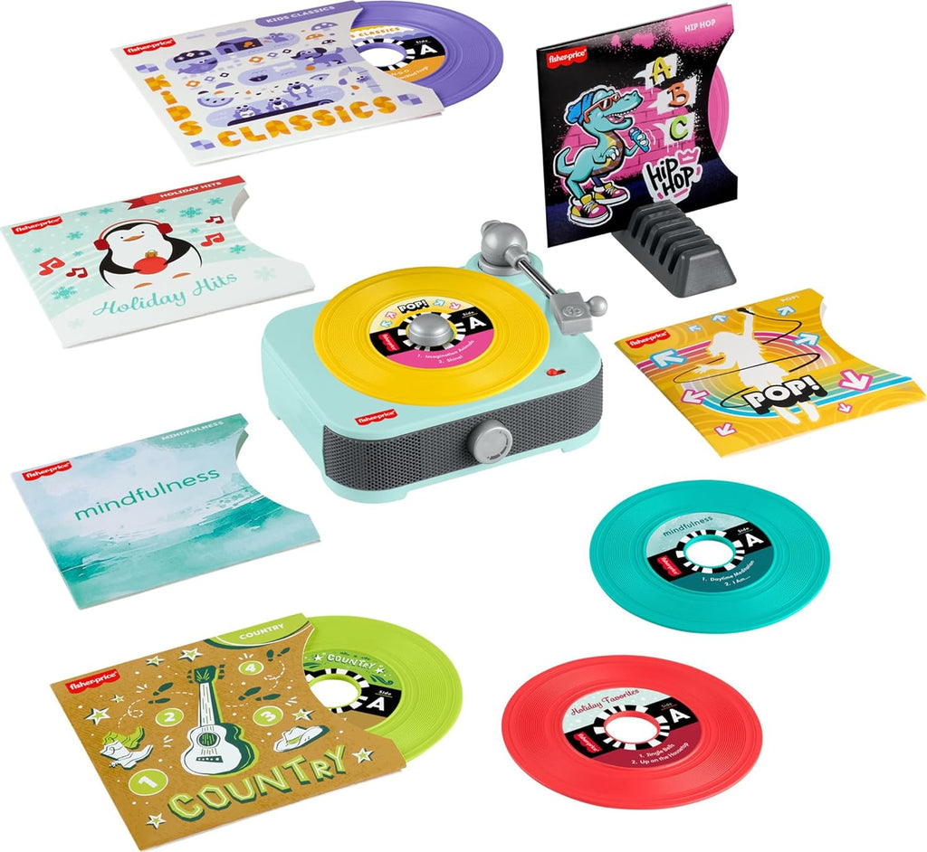 Musical Toy Deluxe Rockin’ Record Player Pretend Turntable with 6 Albums for Preschool Play Plus Bonus Exclusive Holiday Album Kids Ages 3+ Years