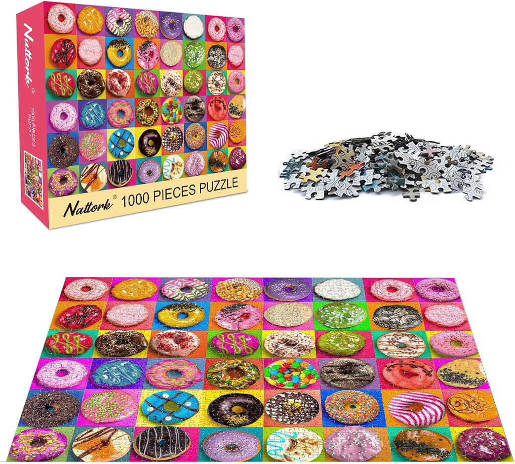 Jigsaw Puzzles 1000 Pieces for Adults, Families (Donuts) Pieces Fit Together Perfectly