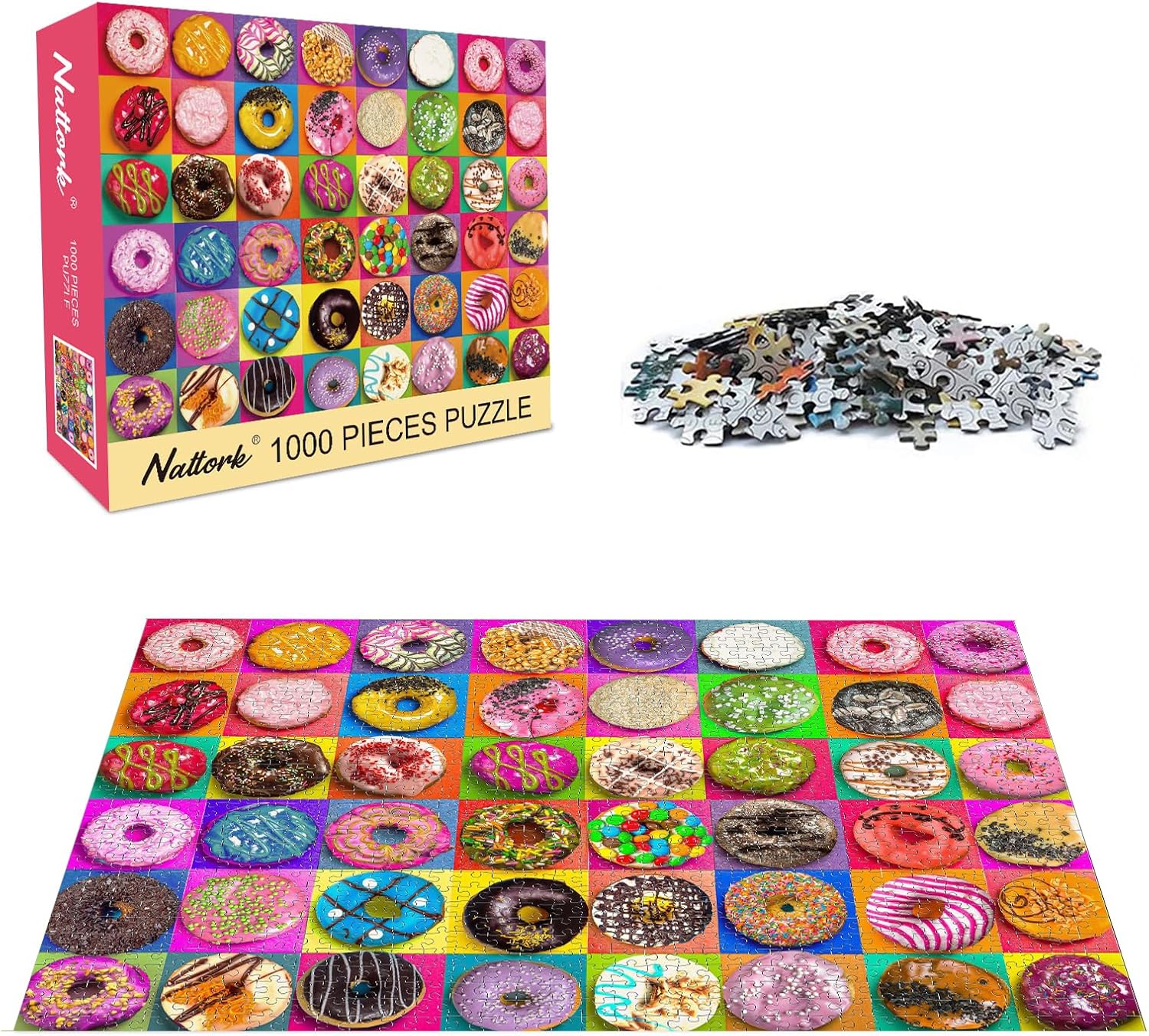 Jigsaw Puzzles 1000 Pieces for Adults, Families (Donuts) Pieces Fit Together Perfectly