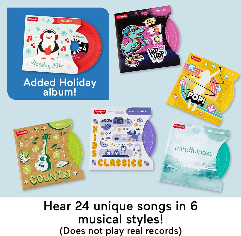 Musical Toy Deluxe Rockin’ Record Player Pretend Turntable with 6 Albums for Preschool Play Plus Bonus Exclusive Holiday Album Kids Ages 3+ Years