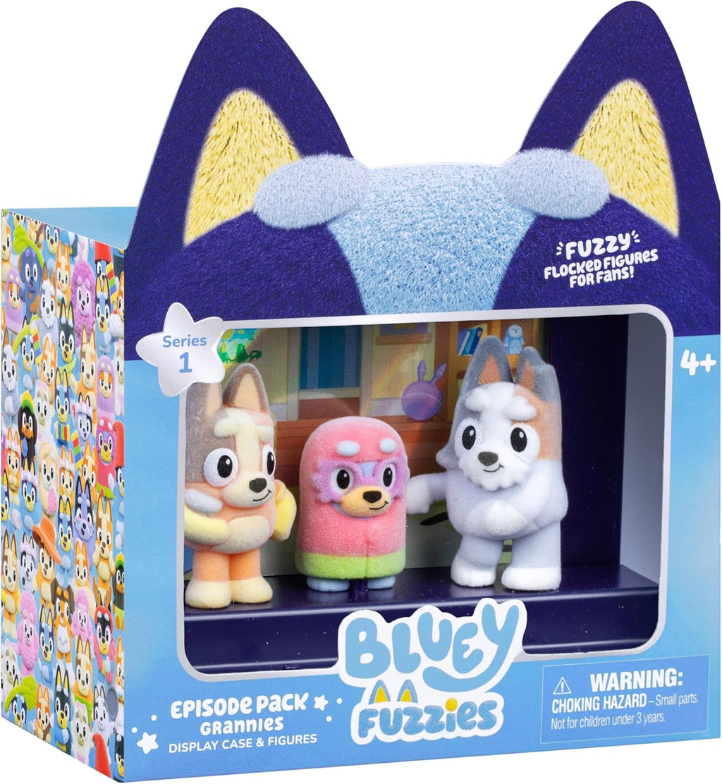 Fuzzies Episode Pack: Grannies. with 3 Specially Flocked Collectible Mini-Figures (Incl. 1 Exclusive), Display Case, Trading Card, and Collector's Guide. 80 to Collect in Series 1!