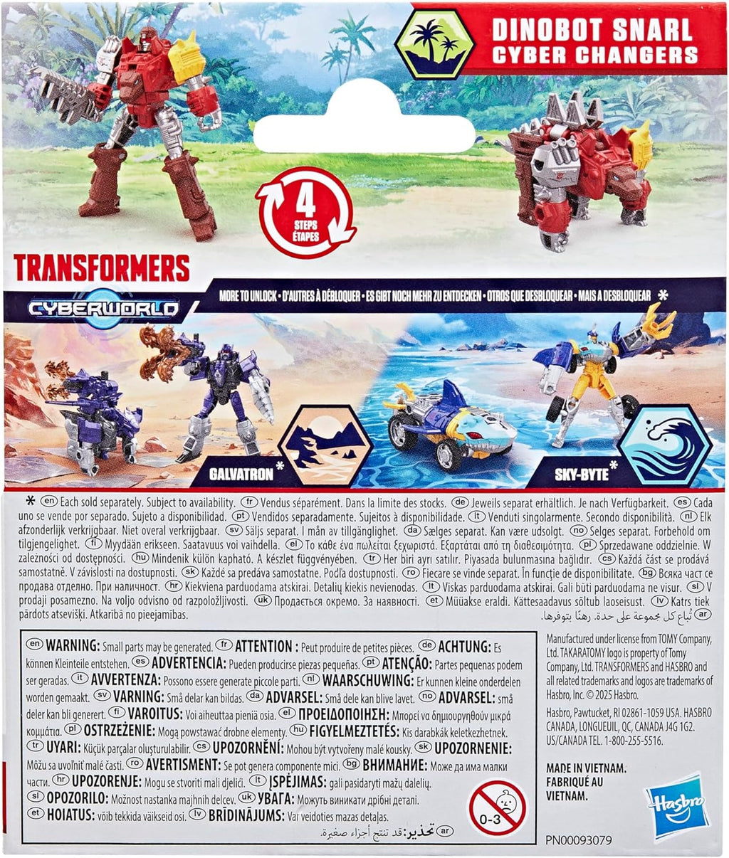 Dinobot Snarl Cyber Changers 4-Inch Action Figure, Quick Change to Dino Mode, Robot Toys for Boys and Girls 6 and Up