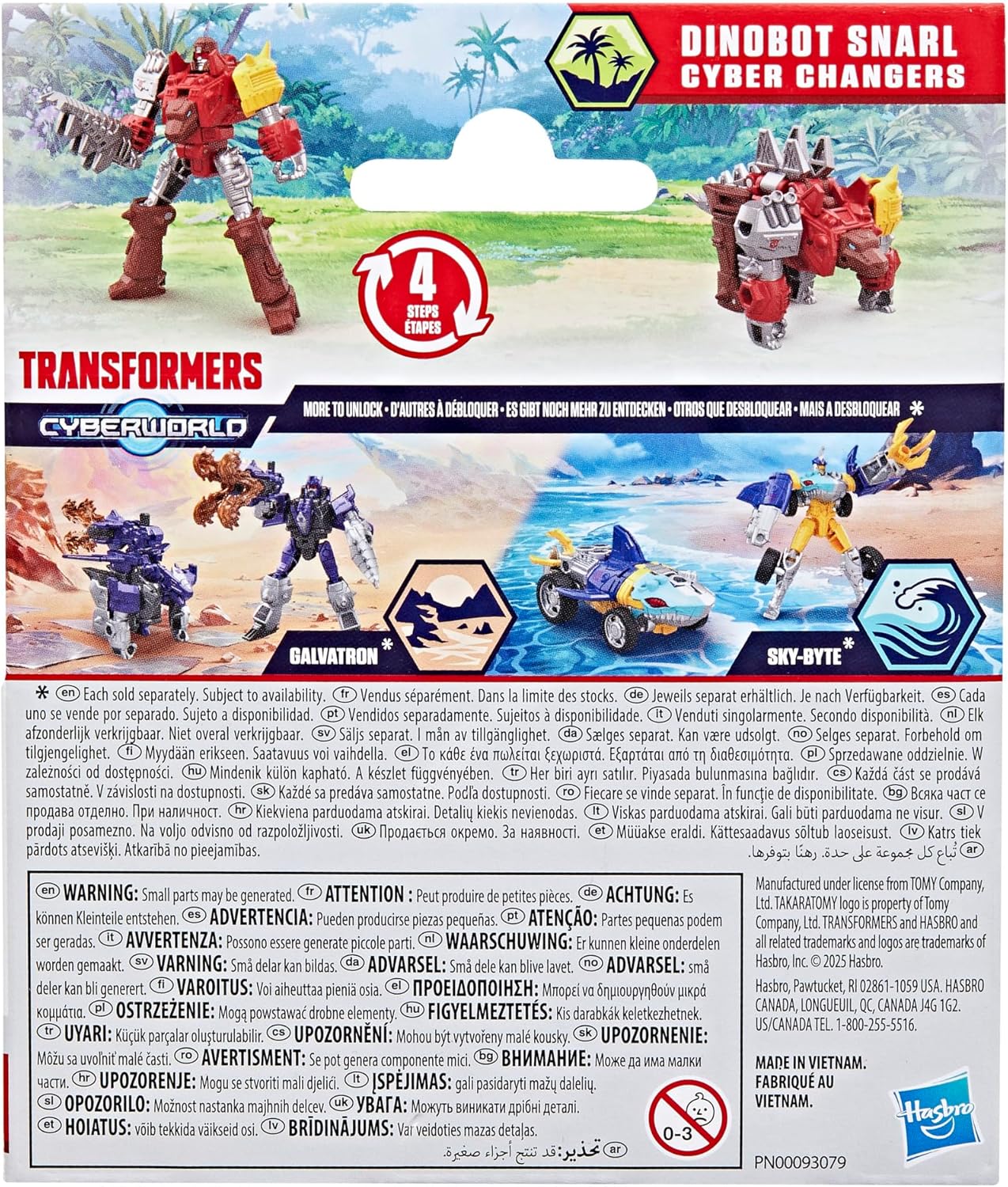 Dinobot Snarl Cyber Changers 4-Inch Action Figure, Quick Change to Dino Mode, Robot Toys for Boys and Girls 6 and Up