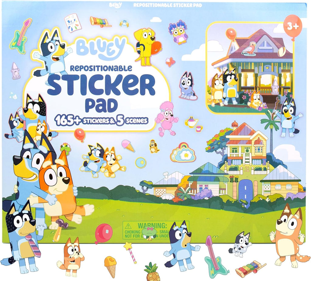 Repositionable Sticker Pad, Over 165 Removable Stickers & 5 Play Scenes, Jumbo Sticker Pad, Bluey Toys for Kids Ages 3 & Up