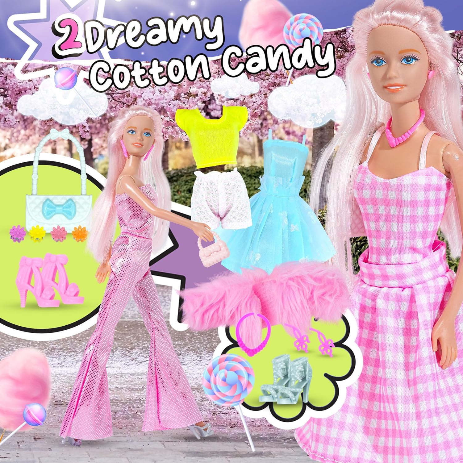 54 Pcs, 11.5 inch Doll Included, Extra Trendy Doll Clothes & Accessories Set | Girls Gift for Ages 5-7, Kids Toys for 3, 4, 5, 6, 7, 8 Year Old Birthdays or Any Occasion