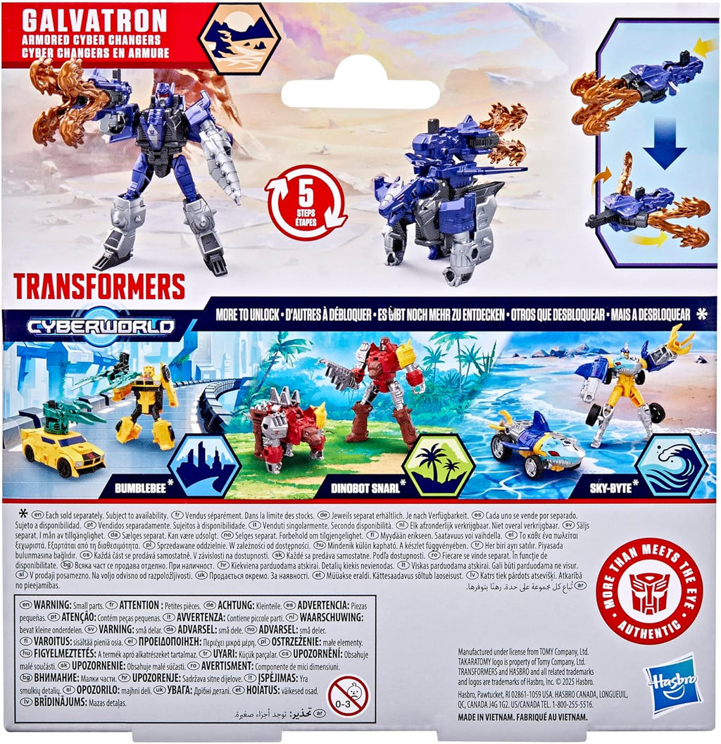 CYBERWORLD Galvatron Armored Cyber Changers 4-Inch Action Figure, Quick Change to Dragon Mode, Robot Toys for Boys and Girls 6 and Up