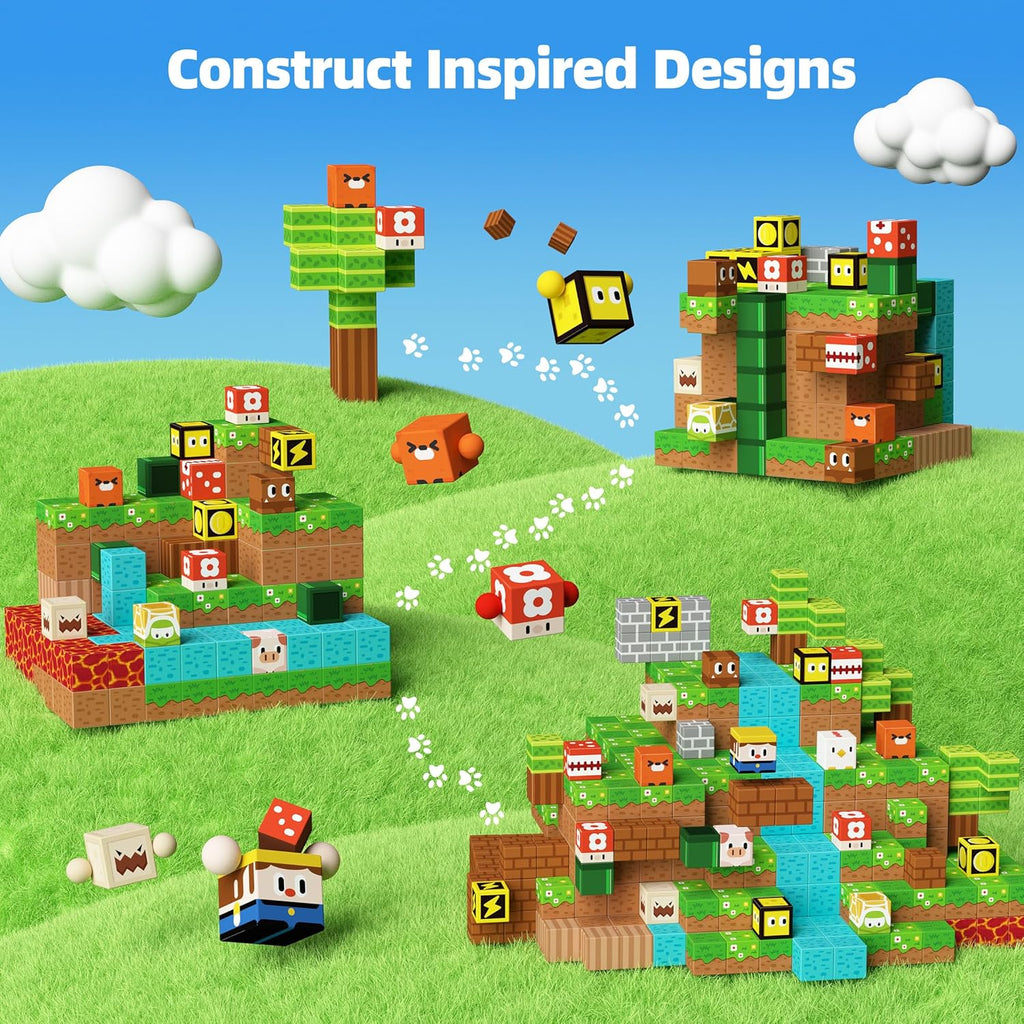 Magnetic Blocks Kids Building Toys for Boys Girls 3+, Game-Based Build MagWonder with Magnet Construction Toys, Upgraded STEM Sensory Gift for Birthday (1 inch)