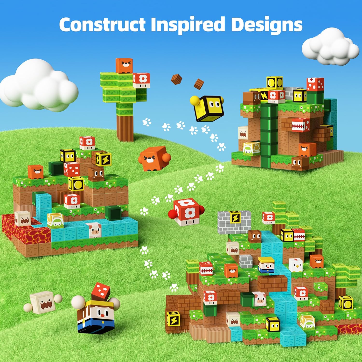 Magnetic Blocks Kids Building Toys for Boys Girls 3+, Game-Based Build MagWonder with Magnet Construction Toys, Upgraded STEM Sensory Gift for Birthday (1 inch)