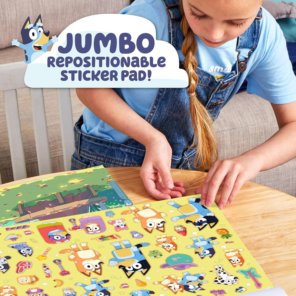 Repositionable Sticker Pad, Over 165 Removable Stickers & 5 Play Scenes, Jumbo Sticker Pad, Bluey Toys for Kids Ages 3 & Up