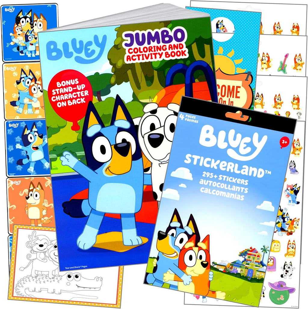 Bluey Coloring Activity Set with Bluey Stickers, Coloring Book, Reward Sticker Set, and More