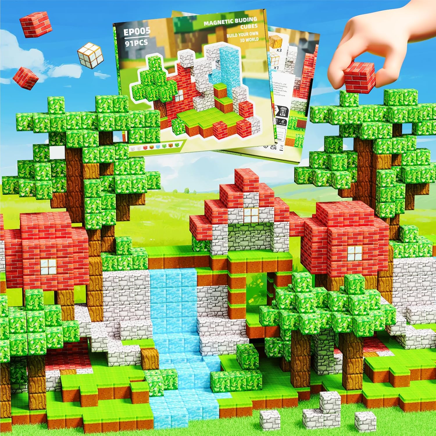 Magnetic Blocks, Magnet Blocks Sets,Education and Learning Toys for Kids, Magnetic Tiles Building Blocks for Children, Magnet Cubes for Boys & Girls, 91PCS