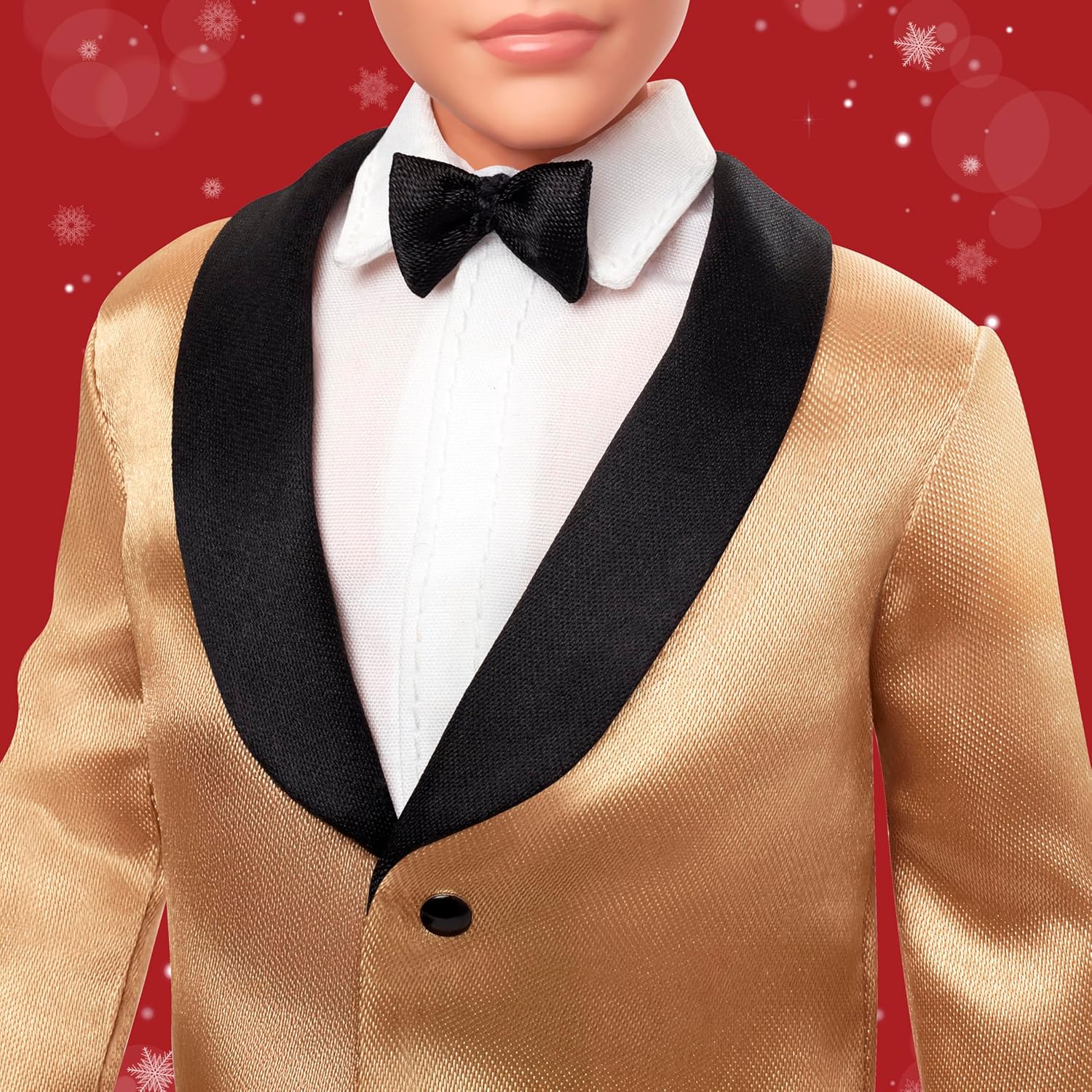 ignature 2025 Holiday Blonde Ken Collectible Fashion Doll Wearing Full Suit with Golden Jacket in Displayable Packaging & Doll Stand